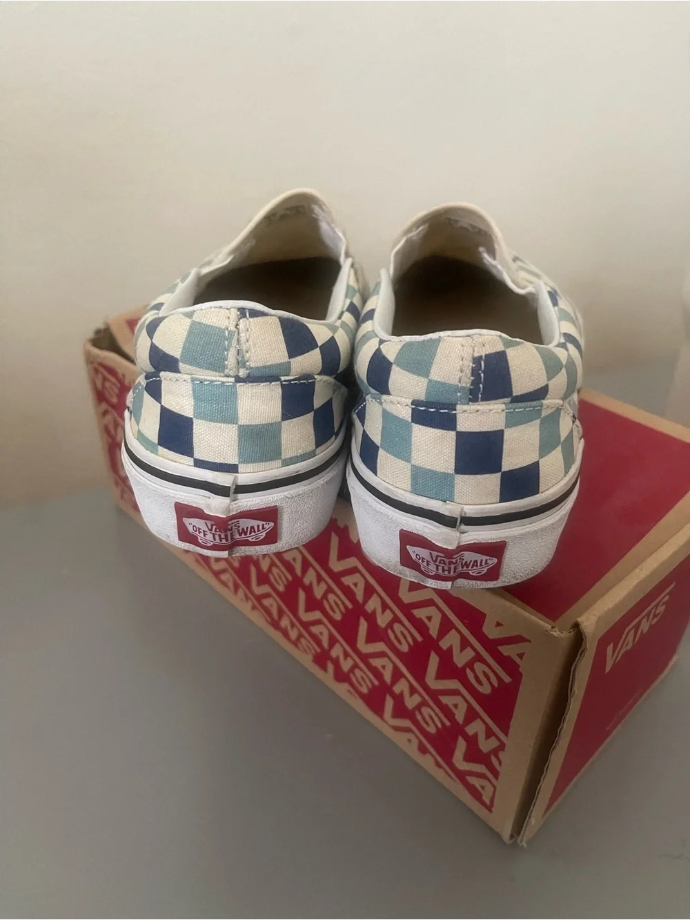 Vans Kids Checkerboard Slip-On Sneakers - Navy & Light Teal